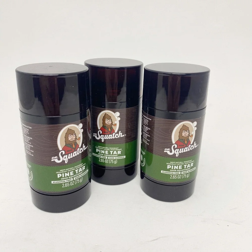 Dr. Squatch Pine Tar Aluminum Free Natural Deodorant Men 3-Pack 2.65oz Stick